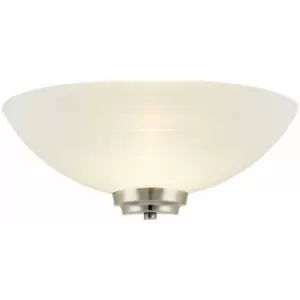 Image of Dimmable LED Wall Light Satin Chrome White Line Pattern Glass Shade Dome Lamp