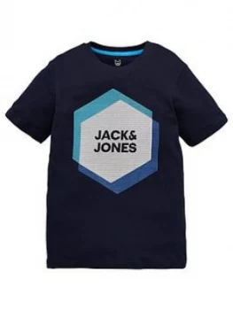 image of Jack & Jones Junior Boys Short Sleeve Circle Logo T-Shirt - Navy