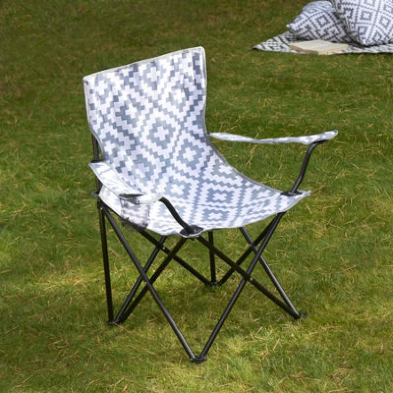 Image of OHS OHS Outdoor Camping Chair 2 x Folding Portable Picnic Garden Seat, Adults in Light Grey Light Grey One Size Unisex 5027434224760