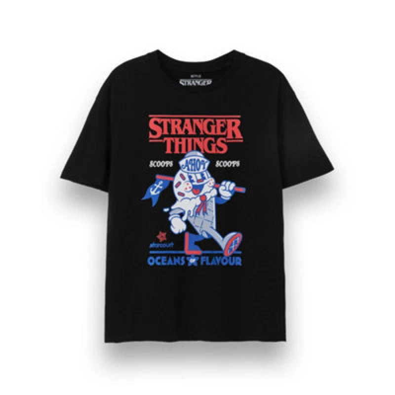 Image of Stranger Things Stranger Things Short Sleeved T-Shirt in Black Size: Small Black S Unisex 5063203037377