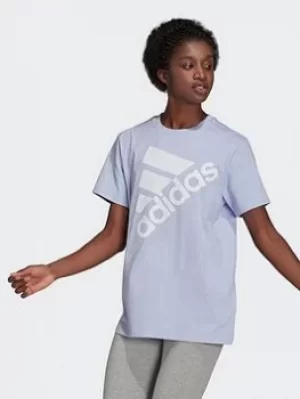 Image of adidas Brand Love Slanted Logo Boyfriend T-Shirt, Purple/White, Size 2XL, Women