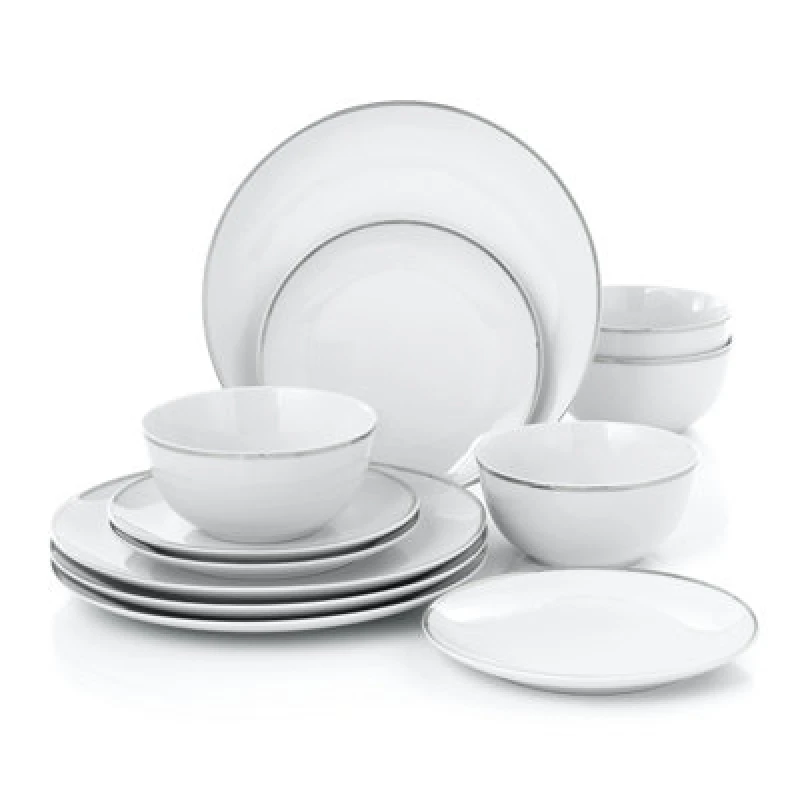 Image of Waterside Waterside Platinum 12 Piece Dinner Set Silver - Waterside Silver MP36601
