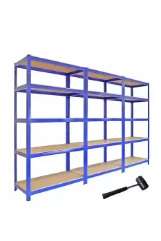 image of 3 x 90cm Blue Shed Utility Greenhouse Storage Racks Garage Shelving Bays 4200kg