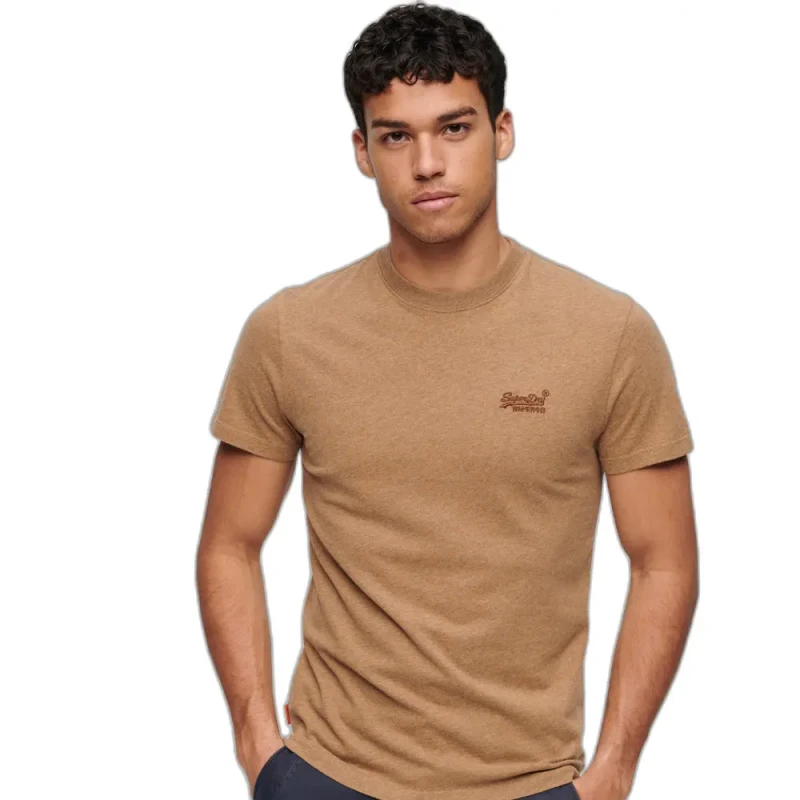 Image of Superdry Vintage Logo Cotton T-Shirt with Crew Neck Sand Men XL