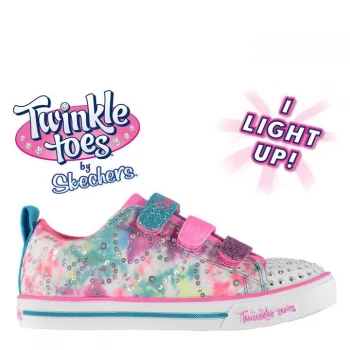 Skechers Twinkle Toes Rainbow Cutie Child Girls Trainers - Pink/Multi