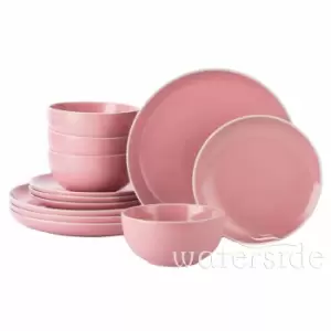 image of 12 Piece Halo Bubble Gum Pink Dinner Set