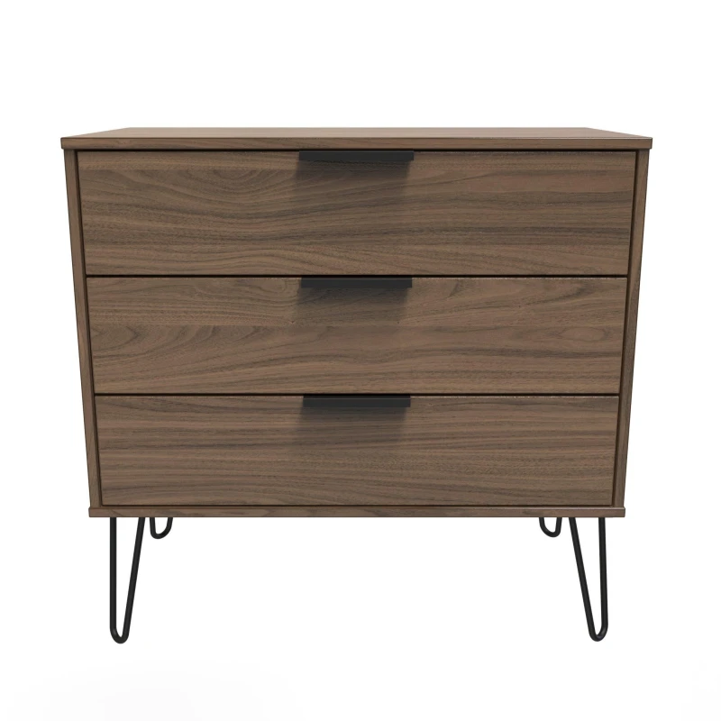 Image of Ready Assembled 2 U Fuji 3 Drawer Chest (Ready Assembled) in Walnut Walnut Unisex