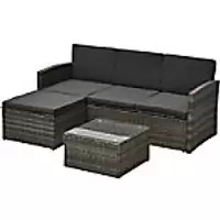 image of Outsunny Rattan Sofa Set 860-116V70 Grey