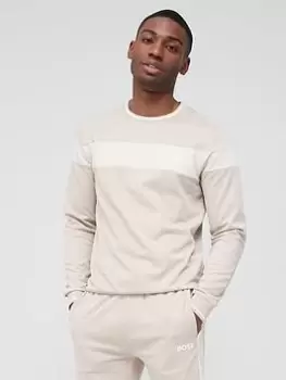 Image of BOSS Bodywear Tracksuit Lounge Sweatshirt - Light Beige, Light Beige Size XL Men