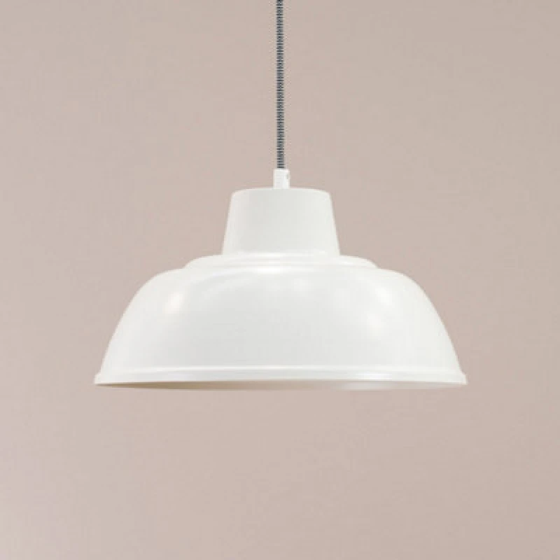 Image of ValueLights Morris Metal Drop Hanging Pendant Ceiling Light with LED Bulb White