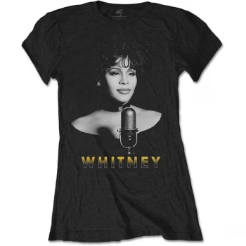 image of Whitney Houston - Black & White Photo Ladies Large T-Shirt - Black