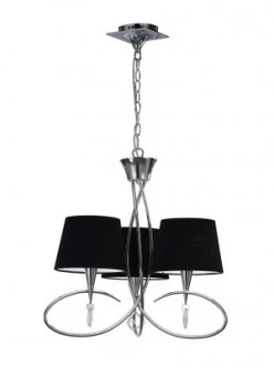 Image of Ceiling Pendant 3 Light E14, Polished Chrome with Black Shades