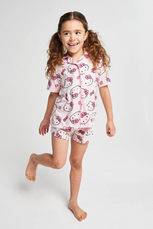 Image of Brand Threads Hello Kitty Short Pyjama Set in Pink Size: 10-11 Years Pink Unisex 10-11 Years