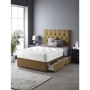 Image of Catherine Lansfield Boutique Divan Bed with 2 Drawers and Ortho Pocket Mattress in Ochre - King Size