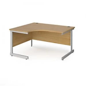 image of Dams International Left Hand Ergonomic Desk with Oak Coloured MFC Top and Silver Frame Cantilever Legs Contract 25 1400 x 1200 x 725 mm