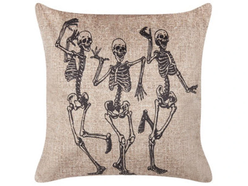 Image of Beliani Throw Cushion Mortesti Velvet 45 X 45cm Light Beige Abstract Pattern