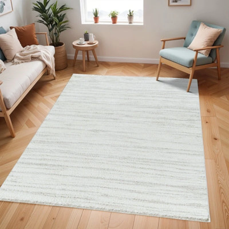Image of Livabliss Shaggy Modern Plush Pile Light Grey Adley Area Rug 160 X 213cm - Easy Care, Non Shedding, Ideal For Living Room & Bedroom