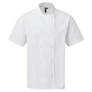 Image of Premier Unisex Adult Coolchecker Short-Sleeved Chef Jacket (L) (White)
