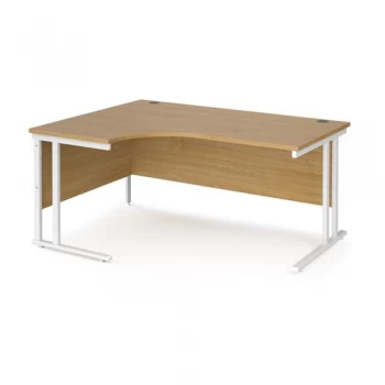 Image of Maestro 25 left hand ergonomic desk 1600mm wide white cantilever leg