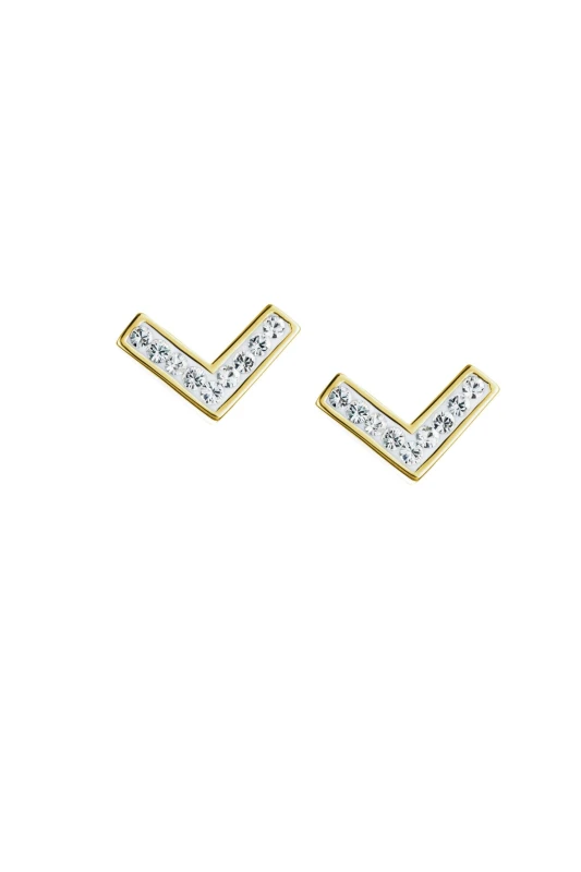 Image of The Fine Collective Sterling Silver Gold Plated Crystal Stud Earrings Gold female