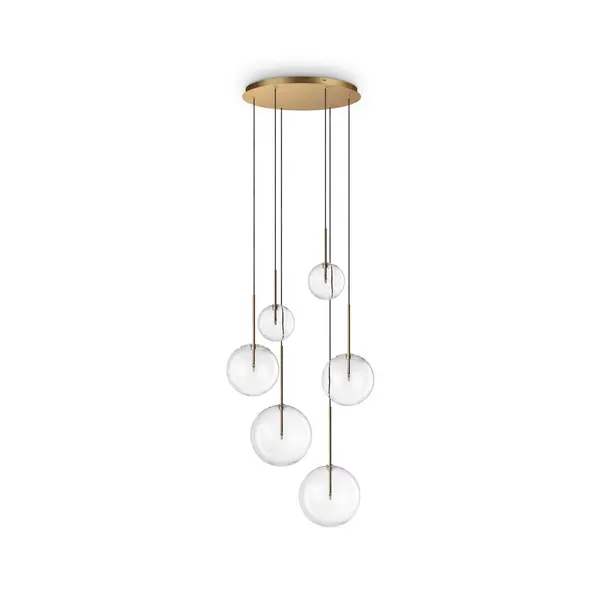 Image of Equinoxe 6 Light Cluster Pendant Ceiling Light Brass