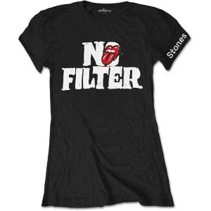 Image of The Rolling Stones - No Filter Header Logo Womens Large T-Shirt - Black