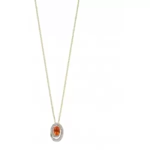 image of 9ct Yellow Gold Diamond & Fire Opal Pendant GP2232R