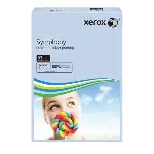 image of Xerox A3 Symphony Tinted 80gsm Pastel Blue Copier Paper Pack of 500