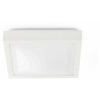 Image of Faro Tola-2 - 2 Light Medium Square Bathroom Flush Ceiling Light Aluminium, White IP44, E27