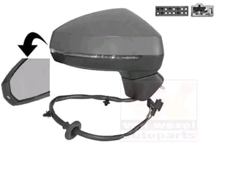 Image of VAN WEZEL 0337808 Wing mirror * HAGUS * Right, Heatable, primed Outside Mirror (50)
