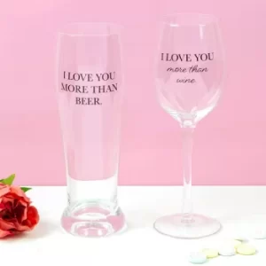 Image of True Love His & Hers Beer & Wine Glass Set