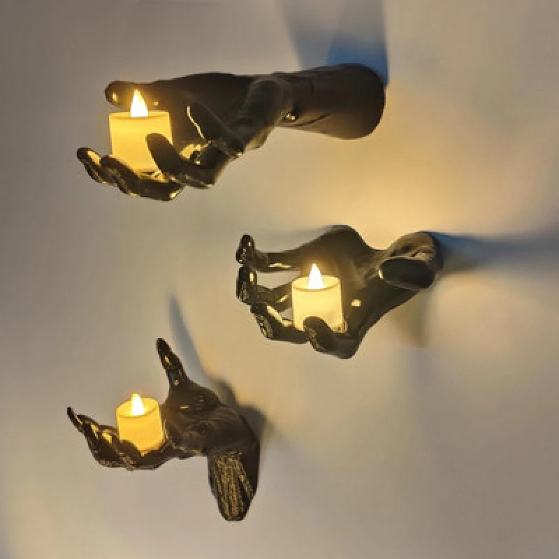 Image of Garwarm 3 Pack Wall Mounted Creepy Reaching Hands - Life-Sized Gothic Horror Decor For Indoor & Outdoor Festivities