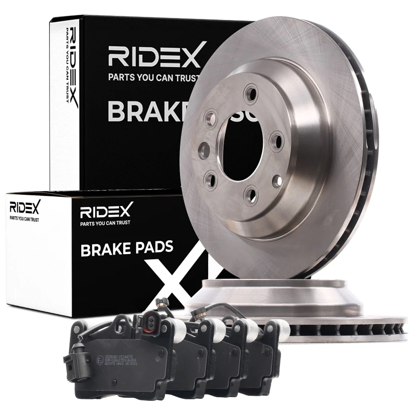 Image of RIDEX 3405B0389 Brake disc and pads set Rear Axle, Brake Disc Type: Vented Brake Set,disc brakes (3405)
