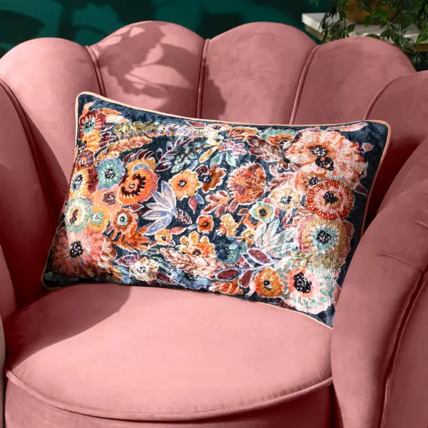 Aquess New Cushion Navy/Coral, Navy/Coral / 30 x 50cm / Polyester Filled