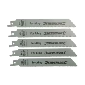 Image of Silverline Recip Saw Blades for Alloy 5pk - HCS - 18tpi - 150mm
