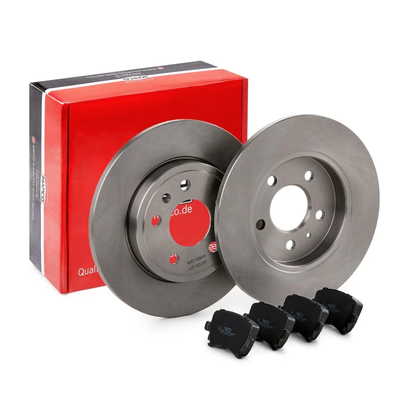 Image of MAPCO 47877 Brake disc and pads set Rear Axle, Brake Disc Type: solid, prepared for wear warning indicator, with anti-squeak plate Brake Set,disc bra