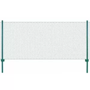 Image of Wire Mesh Fence with Posts Steel 25x0.5 m Green Vidaxl Green