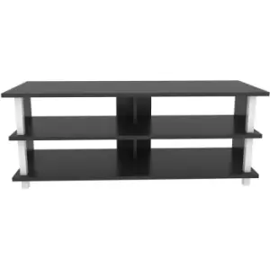 Image of Pueblo 120 Cm Wide tv Stand, tv Console, tv Unit Storage With Open Shelves For Living Room, Bedroom, Hallway - White And Anthracite - White /