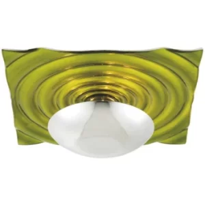 image of Linea Verdace Onda Patterned Glass Flush Ceiling Light Green