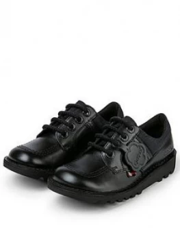 Image of Kickers Boys Lo Flex Lace Up Shoe, Black, Size 5 Older