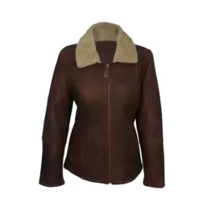 Image of Eastern Counties Leather Womens/Ladies Hillary Aviator Sheepskin Coat (10) (Brick Forest)