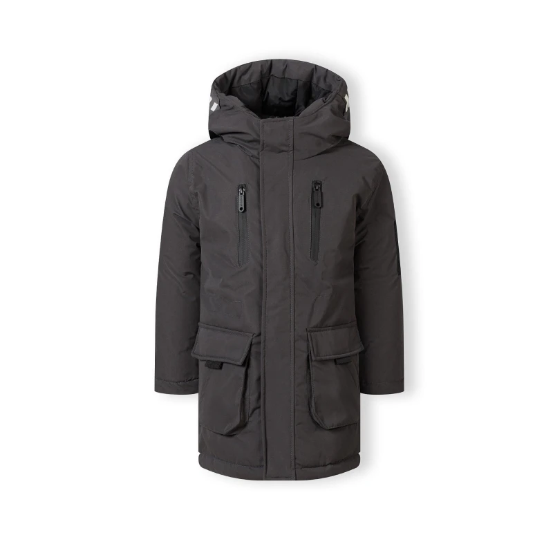 Image of Minoti Boys utility style jacket with pockets quilted lining grey Charcoal male 3-4 Yrs