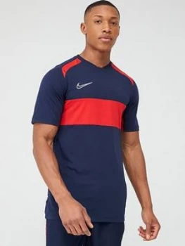 Image of Nike Academy GX Short Sleeved Tee - Navy/Red Size 2XL, Men