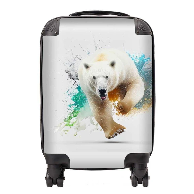 Image of Warren Reed - Designer Charging Polar Bear Suitcase in White Size: Large White Unisex Large