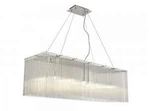 image of Ceiling Pendant Rectangular 10 Light Polished Chrome, Clear Glass