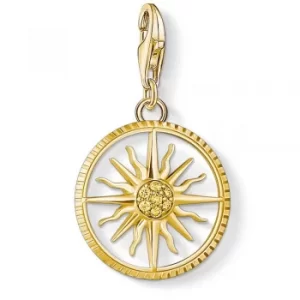 image of THOMAS SABO Gold Plated Cubic Zirconia Sun Dial Charm 1765-414-4