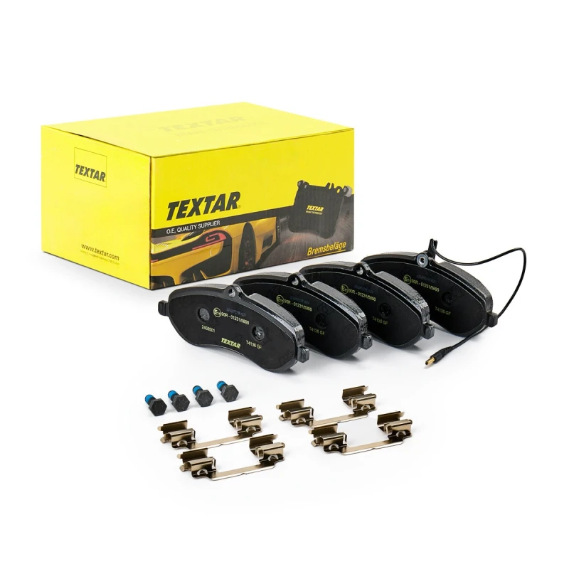 Image of TEXTAR 2459501 Brake pad set Q+ with integrated wear warning contact, with accessories, with brake caliper screws Brake Pad Set,disc brake (402)