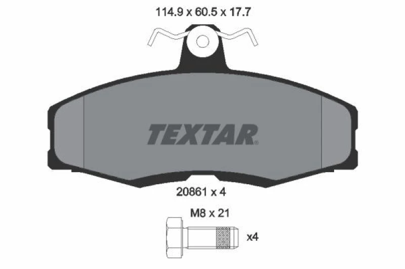 Image of TEXTAR 2086105 Brake pad set not prepared for wear warning indicator, with brake caliper screws Brake Pad Set,disc brake (402)