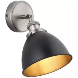 Image of Endon Franklin Single Spotlight, Aged Pewter Plate, Matt Black Paint