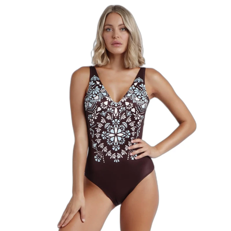 Image of Womens 1 Piece swimsuit Admas Oriental Style Marron Female 38